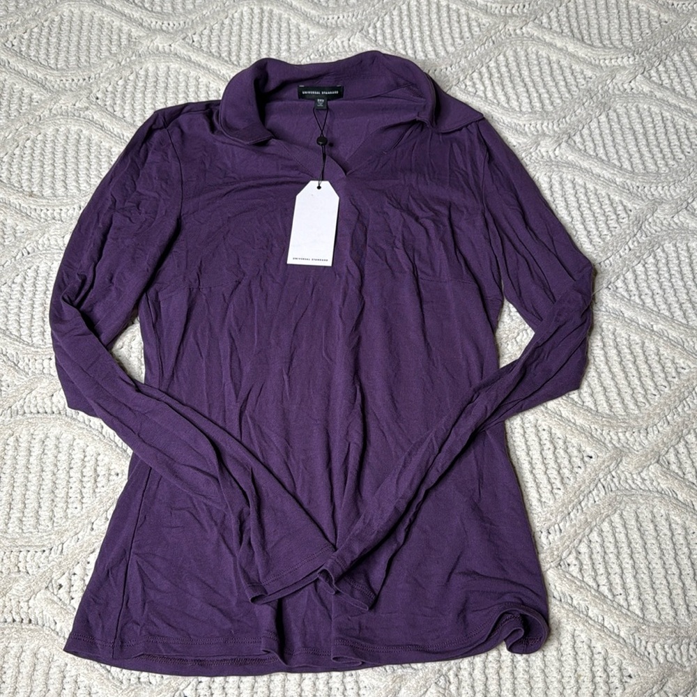 Universal standard purple long sleeve collared blouse size small